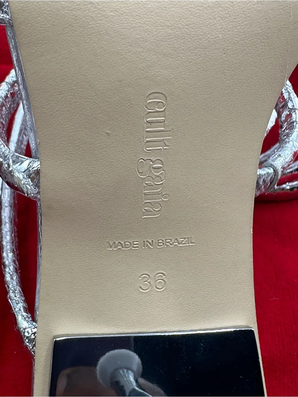 Cult Gaia Kacey Silver Strappy Heels Sandals EU 36 US 6‎ like NEW